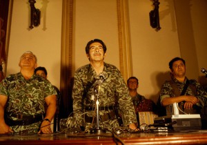General Rios Montt announcing a coup d'état